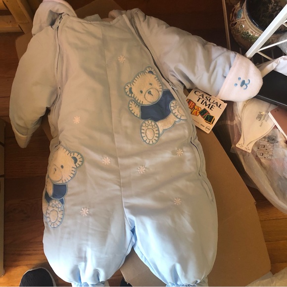 Baby’s Warm Holiday Bundle Up Outdoor Onesie Blue 0 to 9 months NWT - Picture 3 of 7
